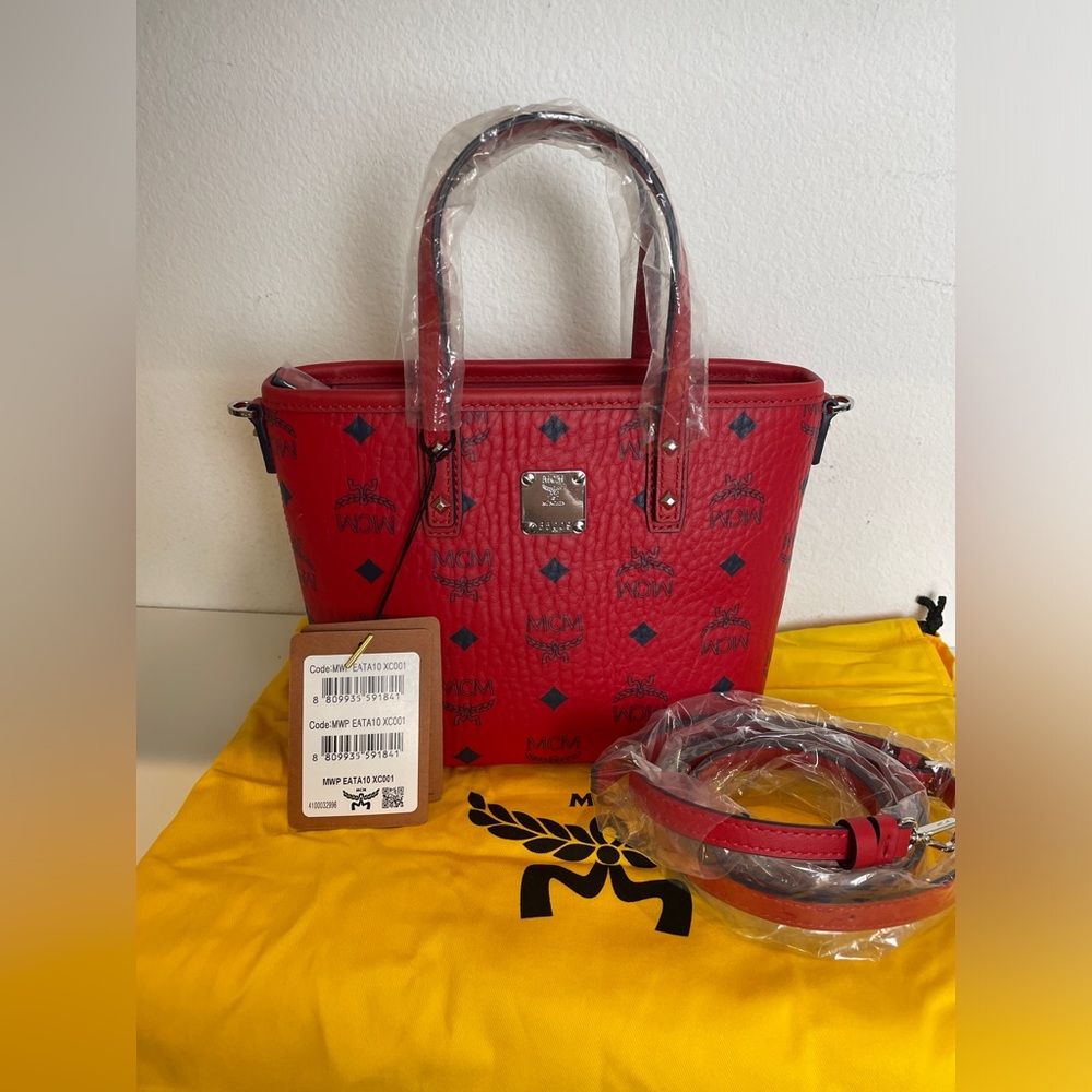 MCM brand new Aren Visetos Coated Canvas Tote